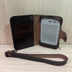 Hand and Hide Classic Wallet Case for Light Phone 2 in Dark Chocolate Leather